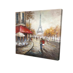 Couple walking in paris street