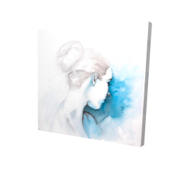 Watercolor abstract girl with hair bun