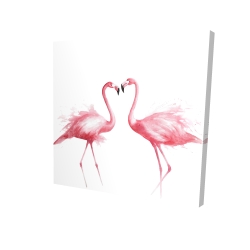 Two pink flamingo watercolor