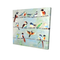 Small abstract colorful birds