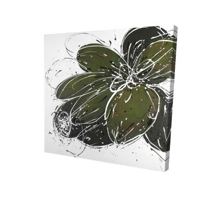 Fleur verte avec contours en éclats de peinture