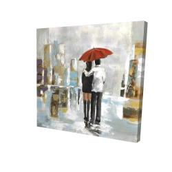 Couple marchant sous leur parapluie