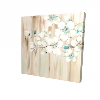 Fleurs blanches sur bois