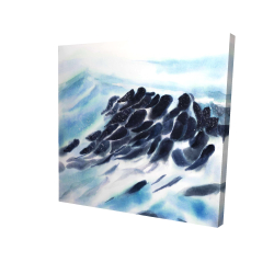 Sea waves with paint splash