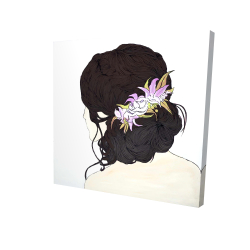 Woman from behind with pink flowers