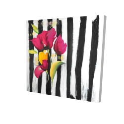 Pink flowers on black stripes