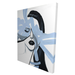 Portrait de femme bleu et abstrait