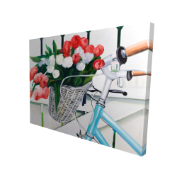 Bicyclette avec panier de tulipes