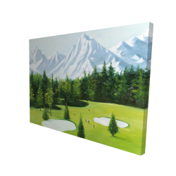 Terrain de golf avec vue sur les montagnes