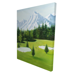 Terrain de golf avec vue sur les montagnes