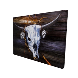 Hanged skull on a wood wall