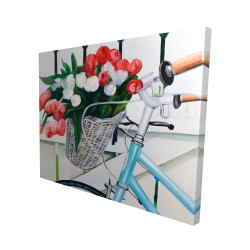 Bicyclette avec panier de tulipes