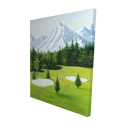 Terrain de golf avec vue sur les montagnes