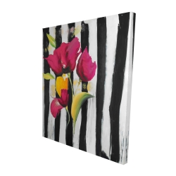 Pink flowers on black stripes