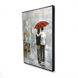 Couple marchant sous leur parapluie