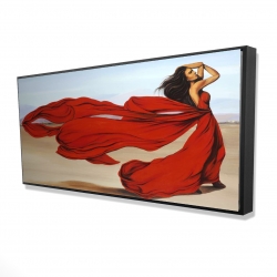 Woman with a long red dress in the desert