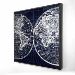 World map blue print