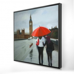 Britanniques sous un parapluie devant le big ben