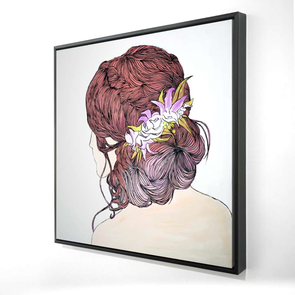 Download Woman From Behind With Flowers Wall Art Begin Home Decor