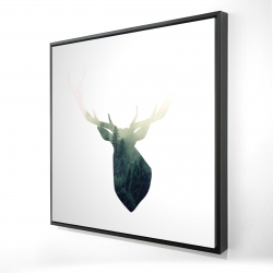 Deer head with green landscape shape