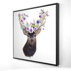 Roe deer head with flowers