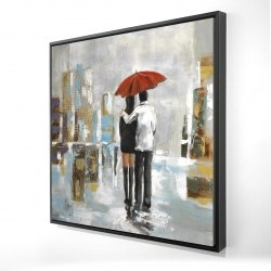 Couple marchant sous leur parapluie