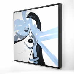 Portrait de femme bleu et abstrait