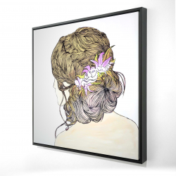 Blond woman from behind with flowers