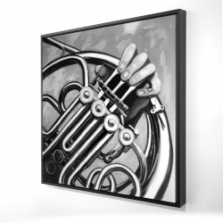 Musician with french horn monochrome