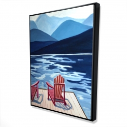 Lake, dock, mountains & chairs