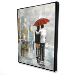 Couple marchant sous leur parapluie