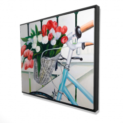 Bicyclette avec panier de tulipes