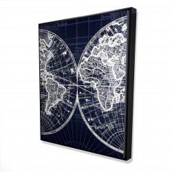 World map blue print