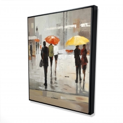 Abstract passersby with umbrellas