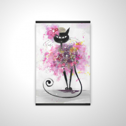 Chat en cartoon en fleurs