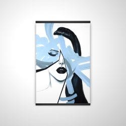 Portrait de femme bleu et abstrait