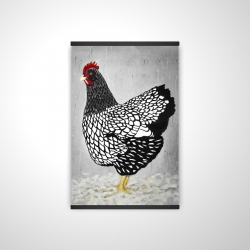 Black and white wyandotte hen