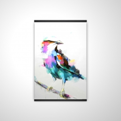 Oiseau abstrait et coloré sur une branche