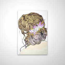 Blond woman from behind with flowers