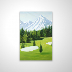 Terrain de golf avec vue sur les montagnes