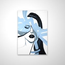 Portrait de femme bleu et abstrait