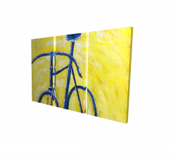 Bicyclette bleue sur fond jaune