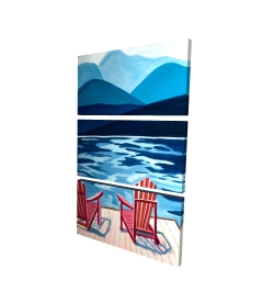 Lake, dock, mountains & chairs