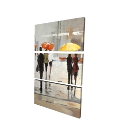 Abstract passersby with umbrellas