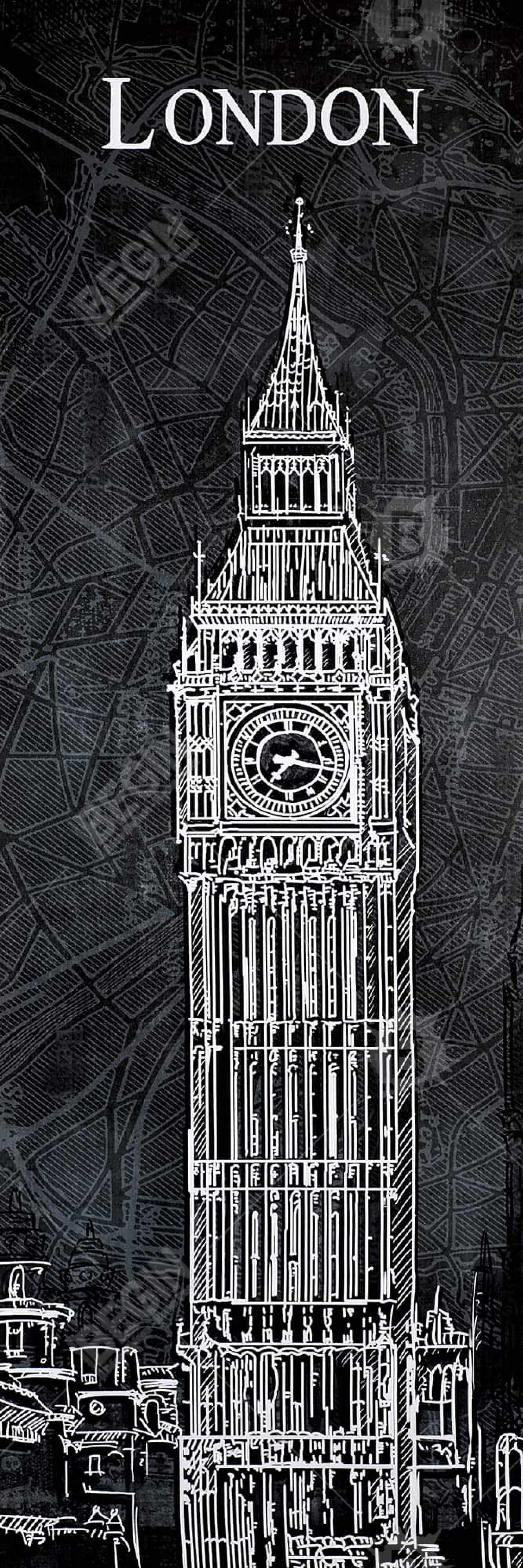 Esquisse du big ben sur fond de carte