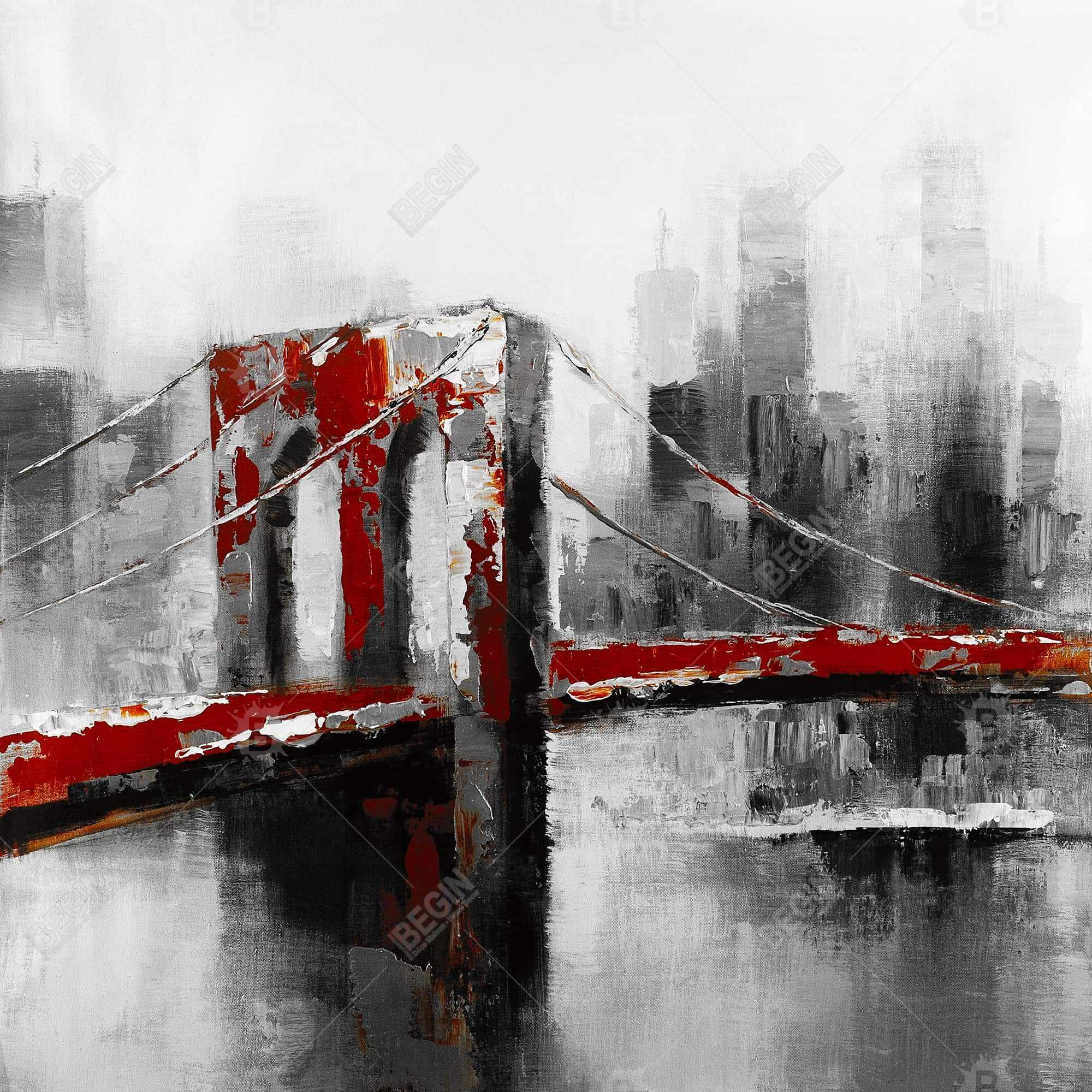 Pont brooklyn abstrait et rouge