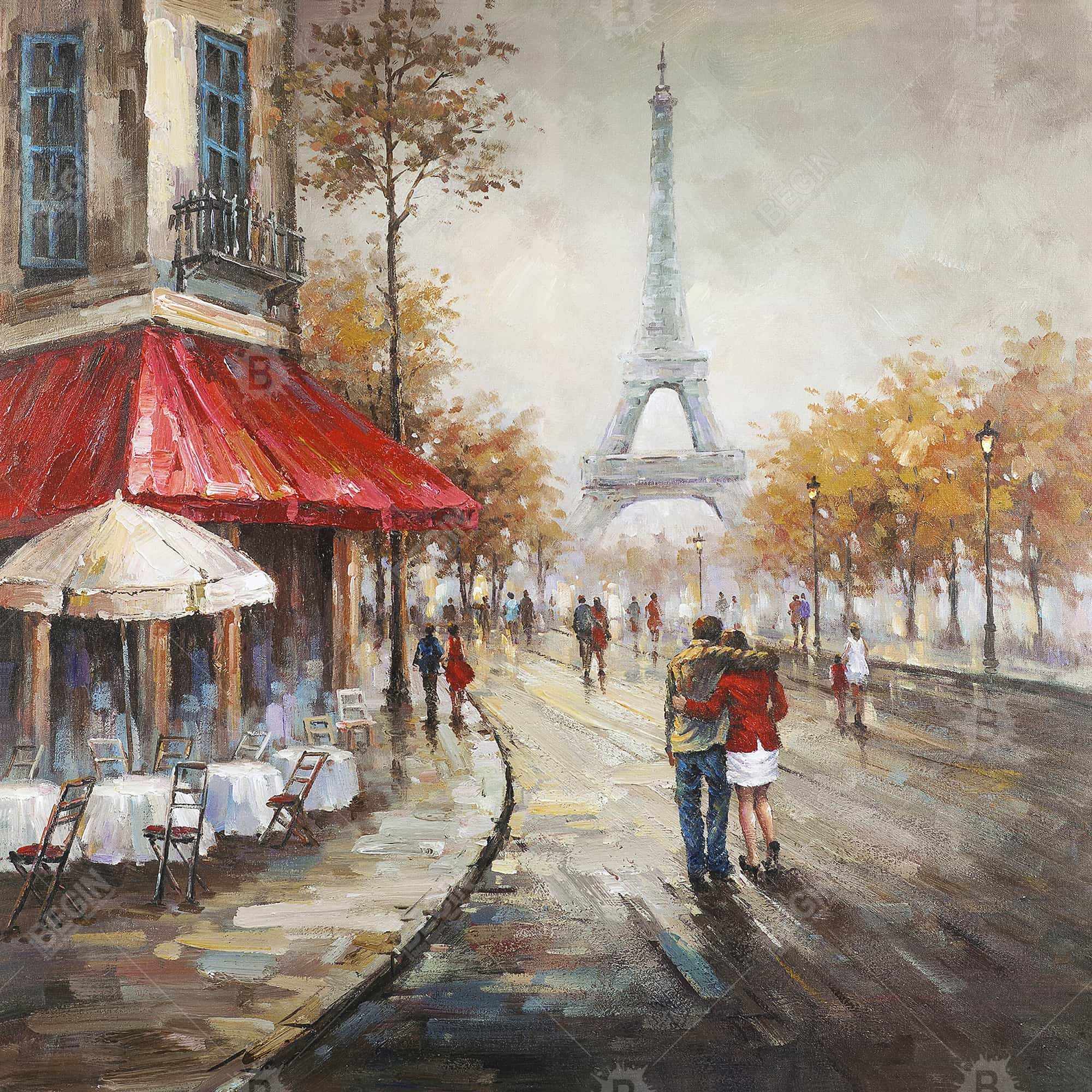 Couple walking in paris street