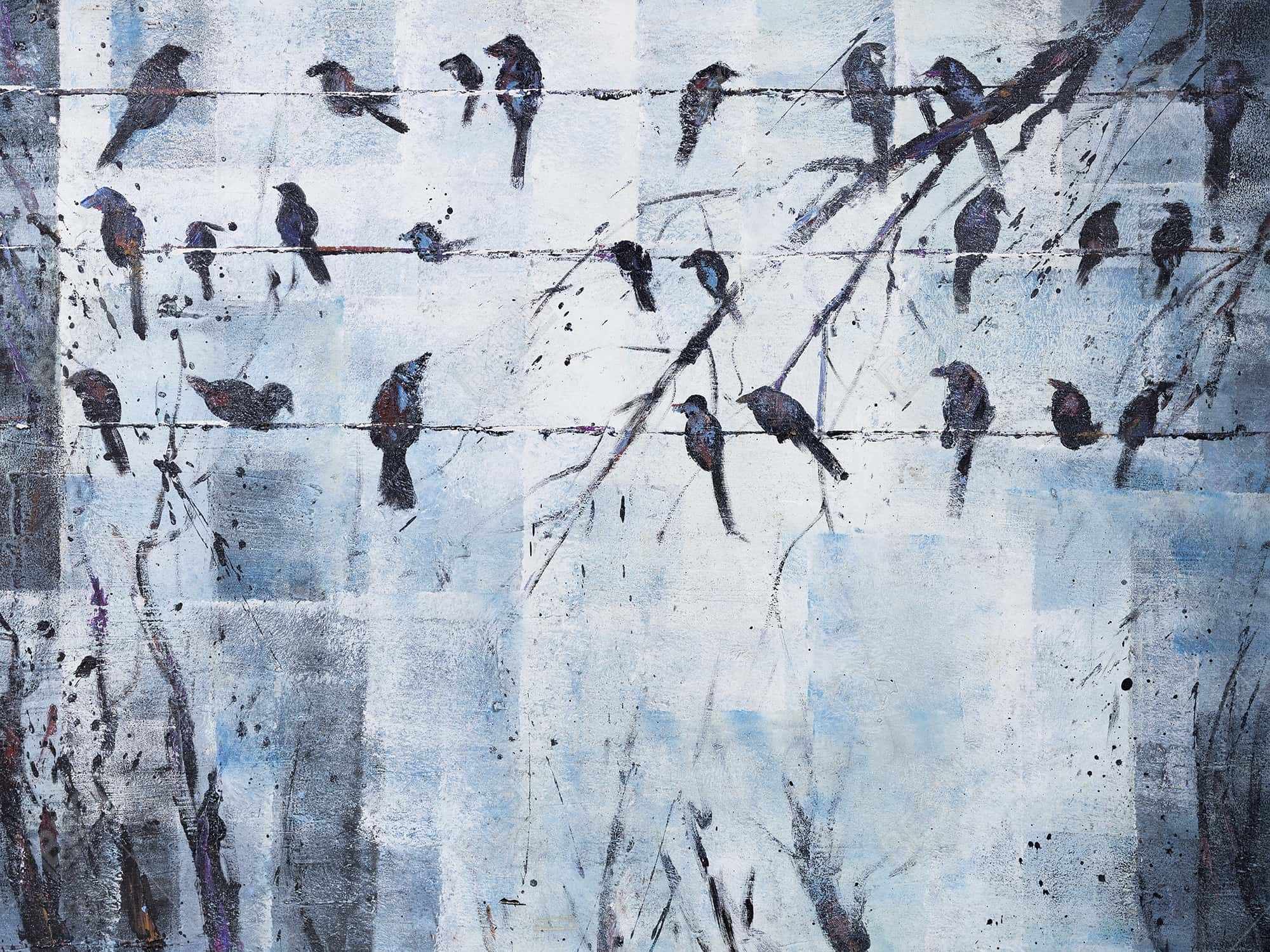 Oiseaux abstrait sur fil électrique