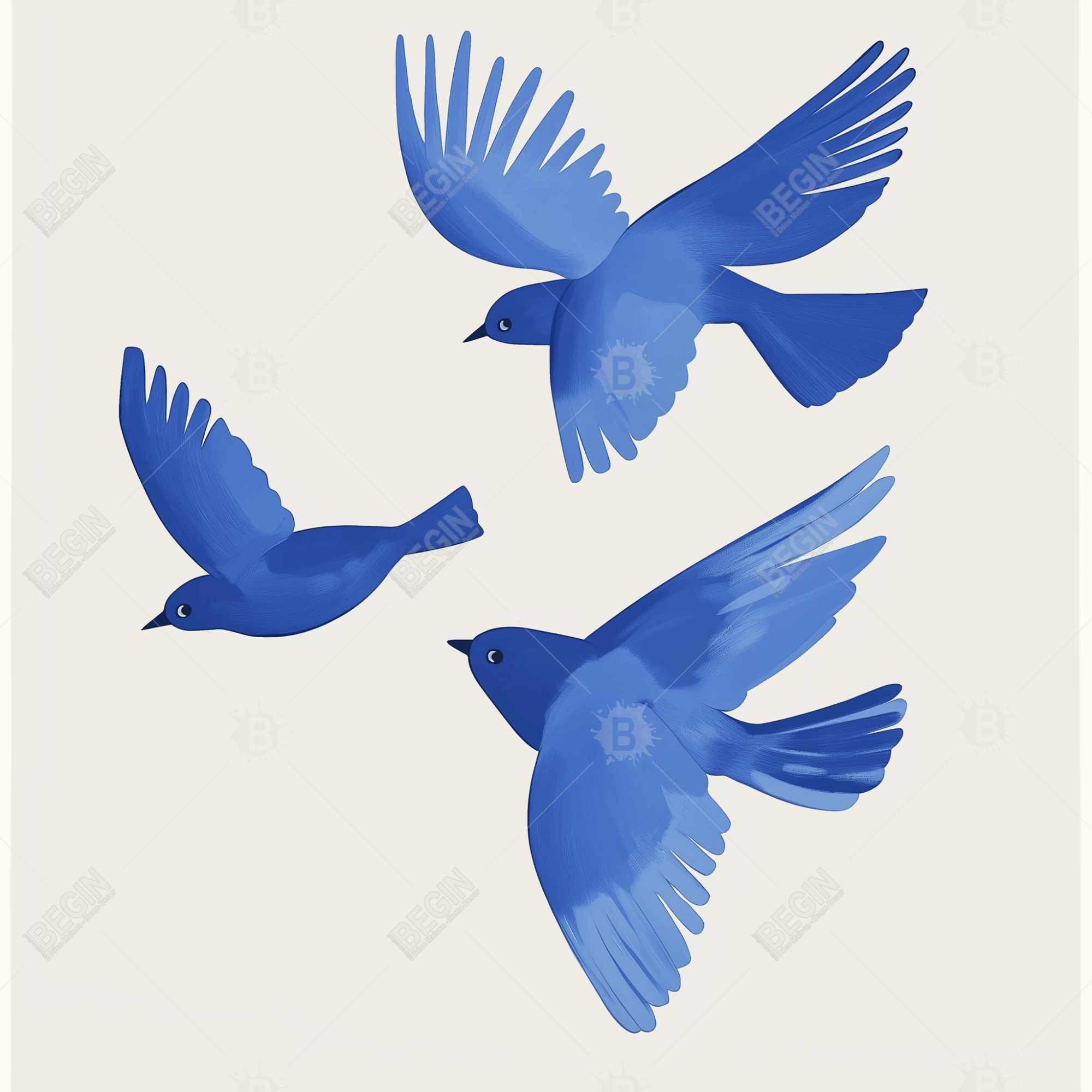 Bluebirds in flight