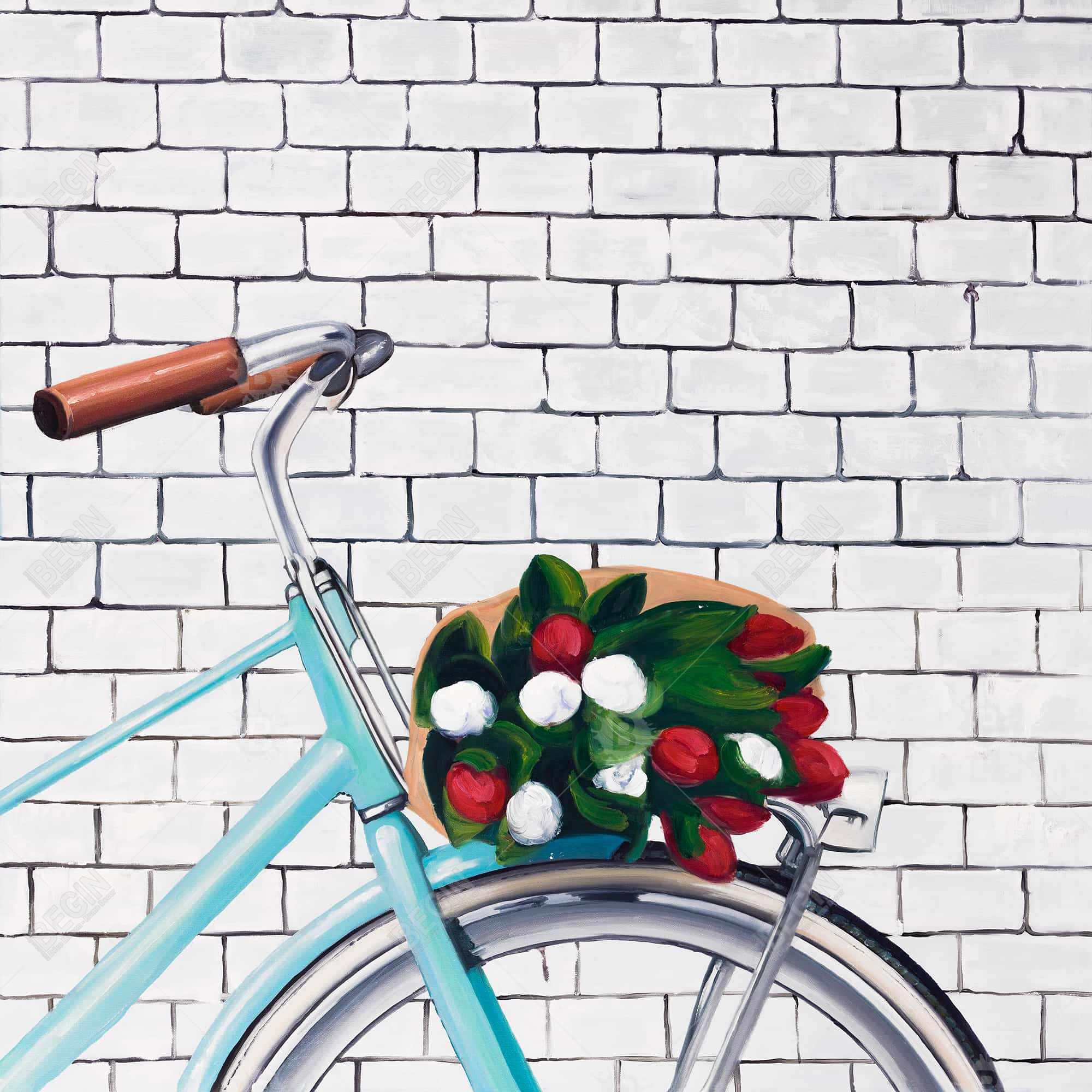 Bicyclette avec bouquet de tulipes